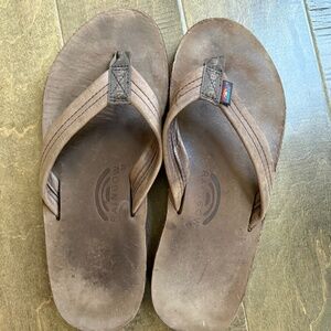 Rainbow Men's Brown Leather Flip-Flops Sz XL 11-12